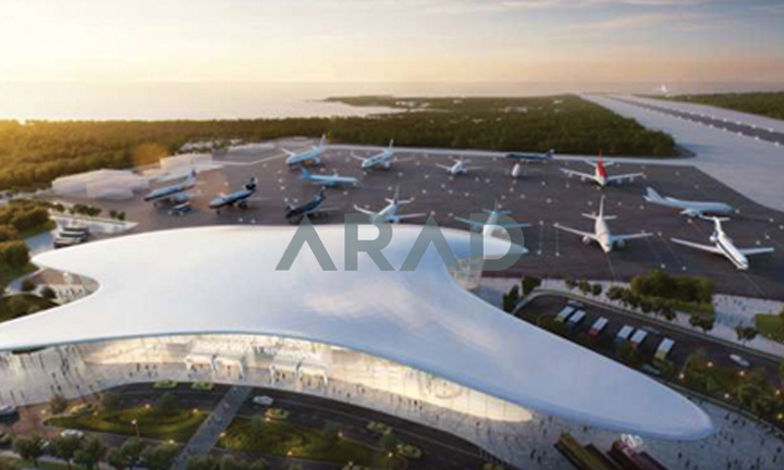 طراحی-نمای-فرودگاه کشیده با سقف خاص